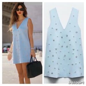 ZARA BEADED JEWEL KNIT MINI DRESS
